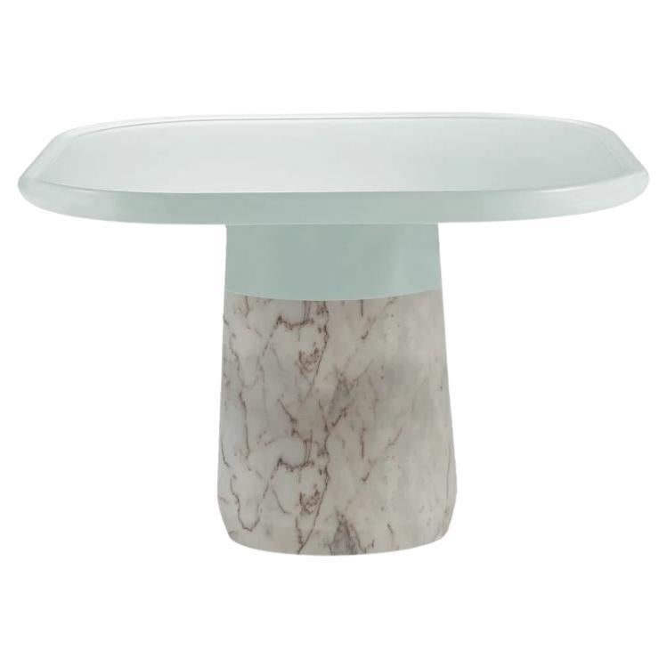 Portuguese Side Table Poppy with Jade Top and White Marble Base by Mambo For Sale