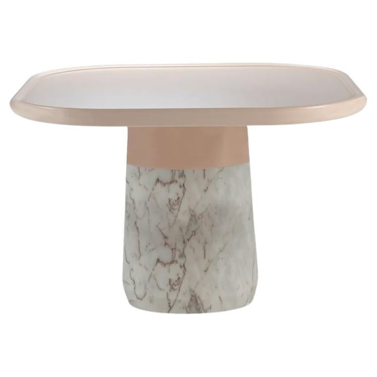 Portuguese Side Table Poppy with Pink Top and White Marble Base by Mambo