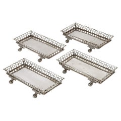 Portuguese Silver Set of Four Identical Snuffer Trays 