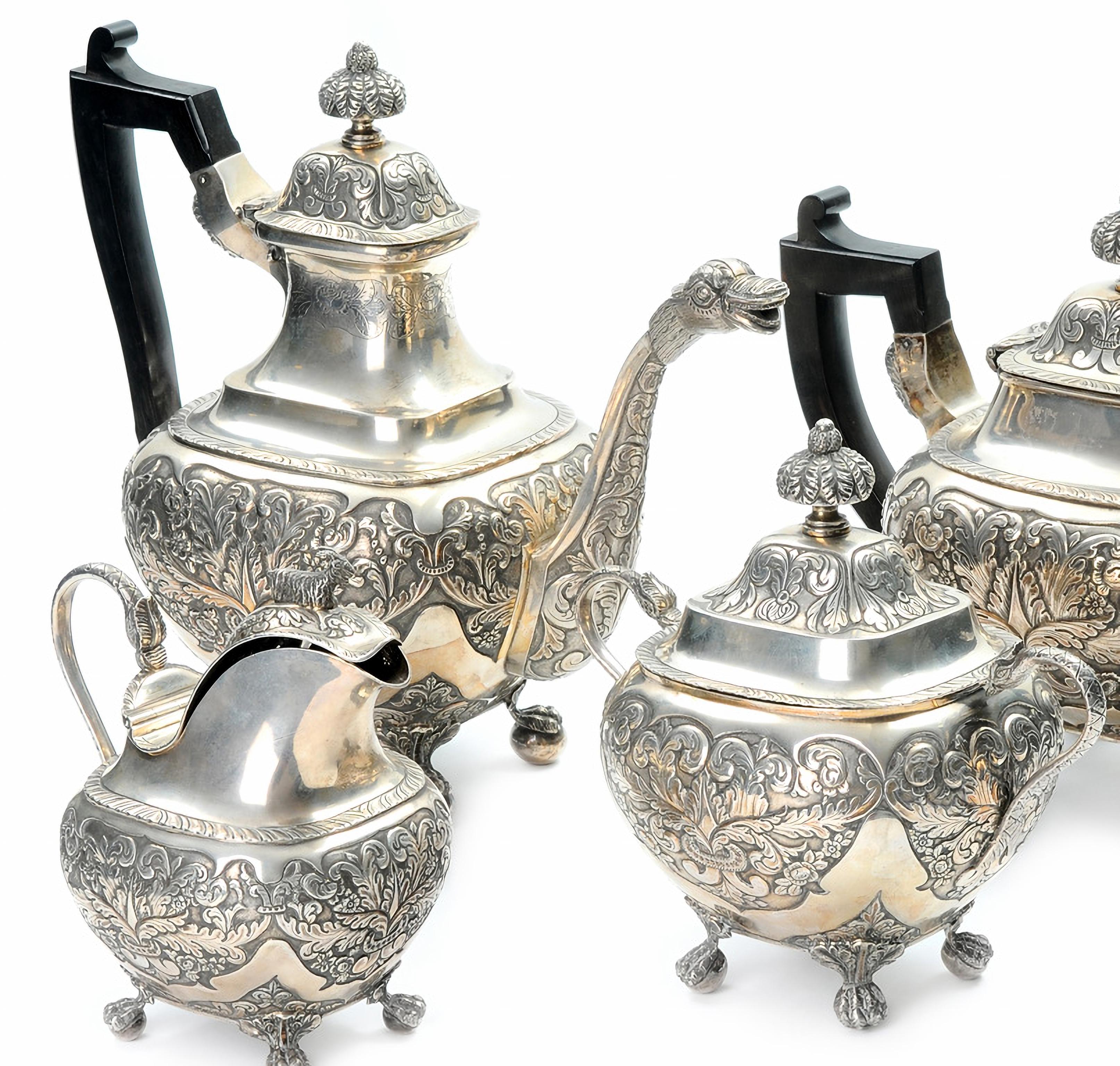 Baroque Service à thé et café portugais du 19ème siècle en vente