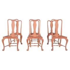 Six chaises de salle à manger Queen Anne de reproduction portugaise