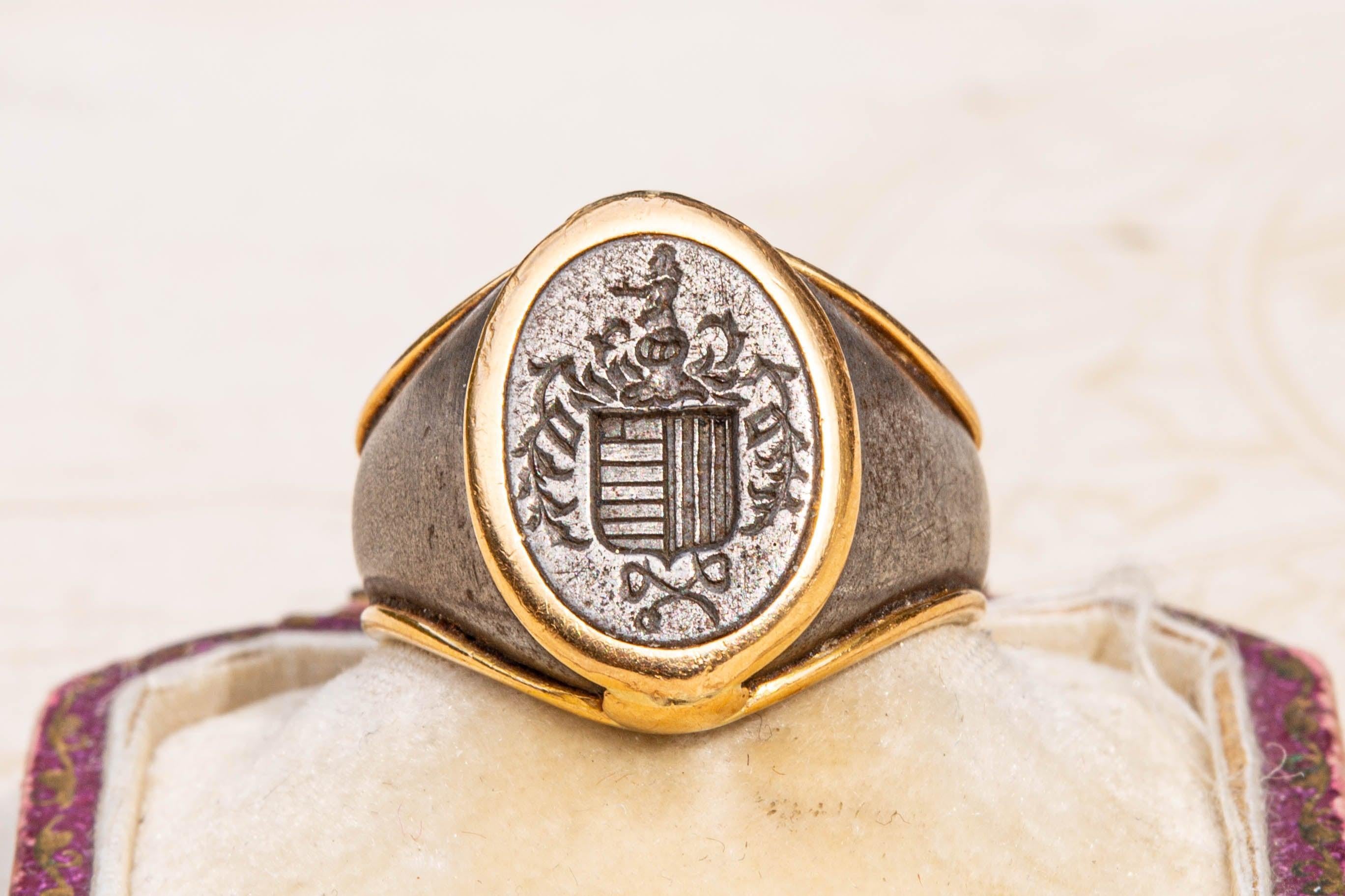 Portugiesisches Siegel aus Stahl und Gold im Angebot 2