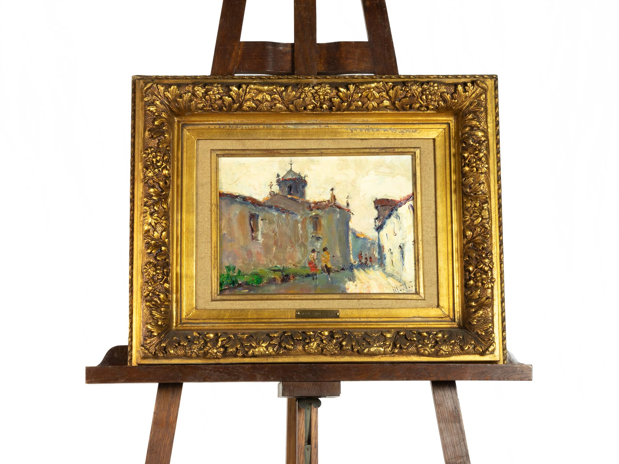 Portugais Scène de rue portugaise par Jaime Murteira, Huile sur Platex, École portugaise en vente