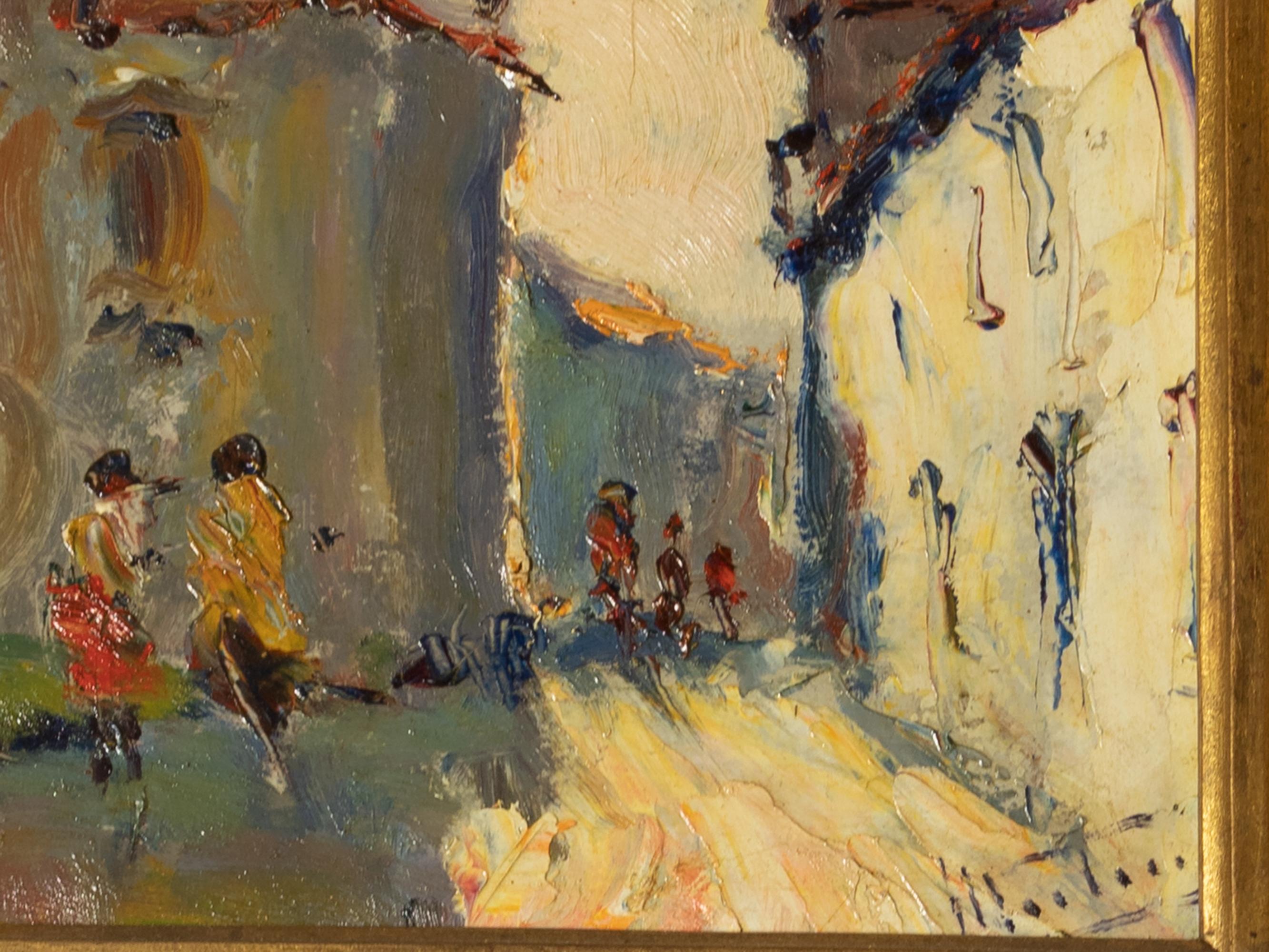 Scène de rue portugaise par Jaime Murteira, Huile sur Platex, École portugaise en vente 2