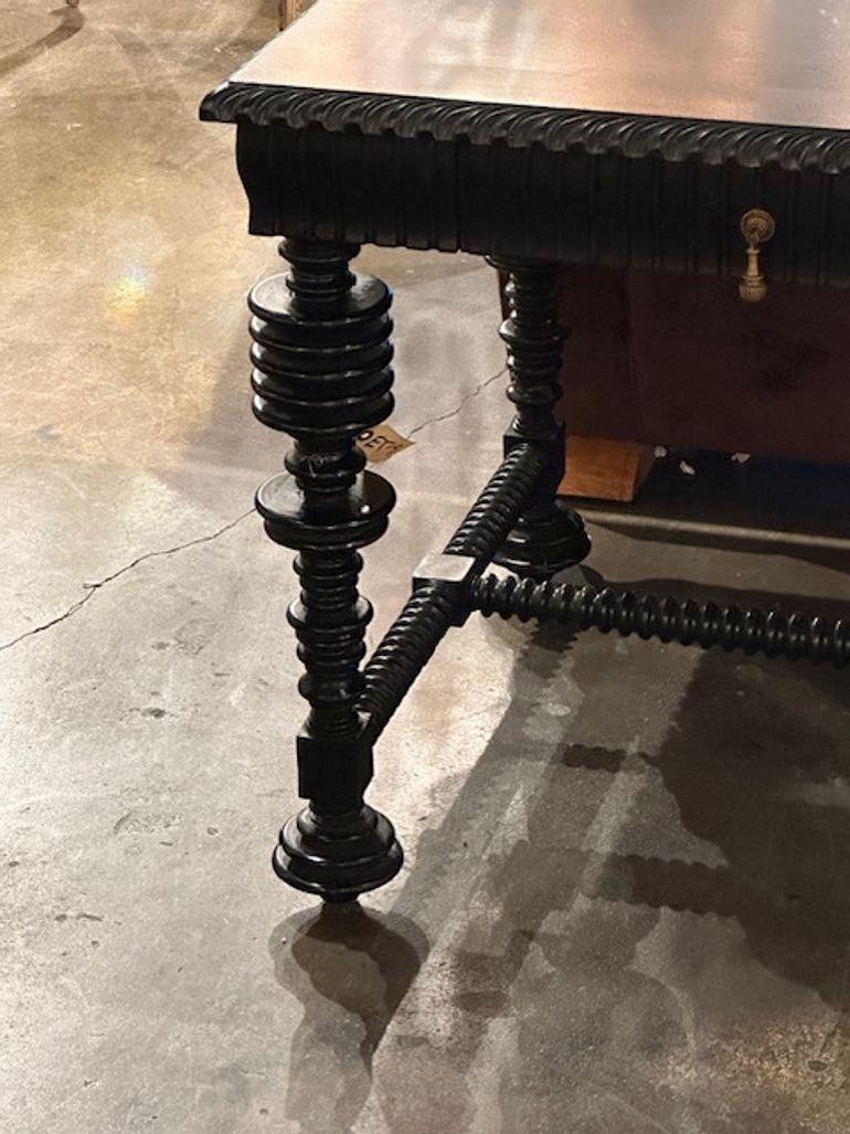 Late 20th Century Portuguese style Ebonized Library Table
