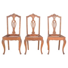 Portuguese Three High-Backed Dining Chairs