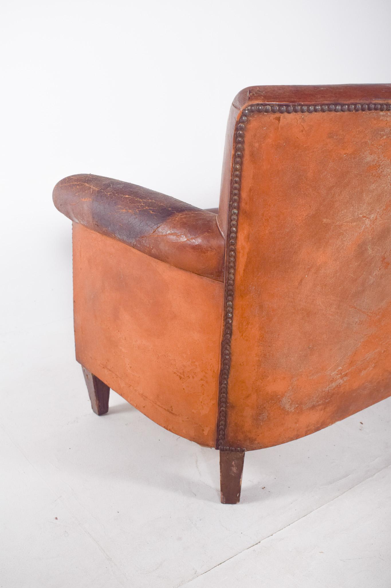 Portuguese Three-Seater Sofa Brown Leather en vente 3