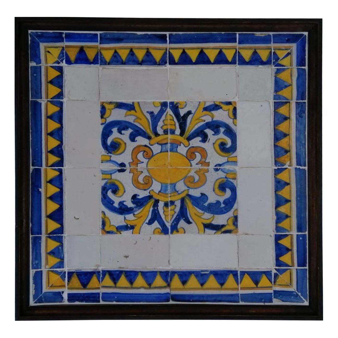 Portuguese Tile Polychrome Composition, 17th Century  For Sale