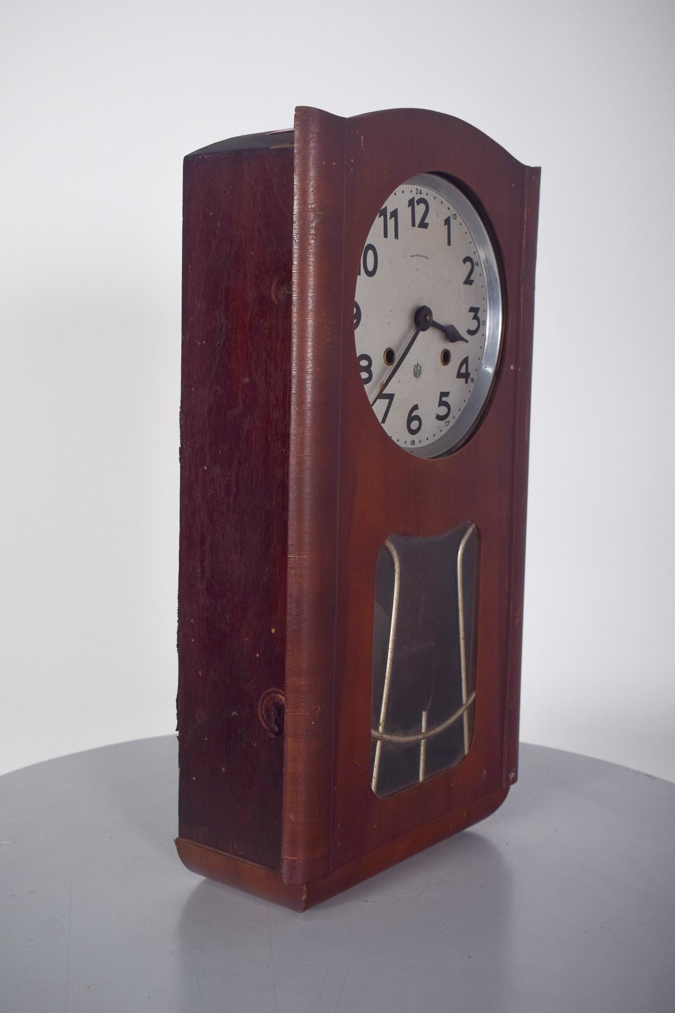 20th Century Portuguese Wall Clock, Art Deco For Sale