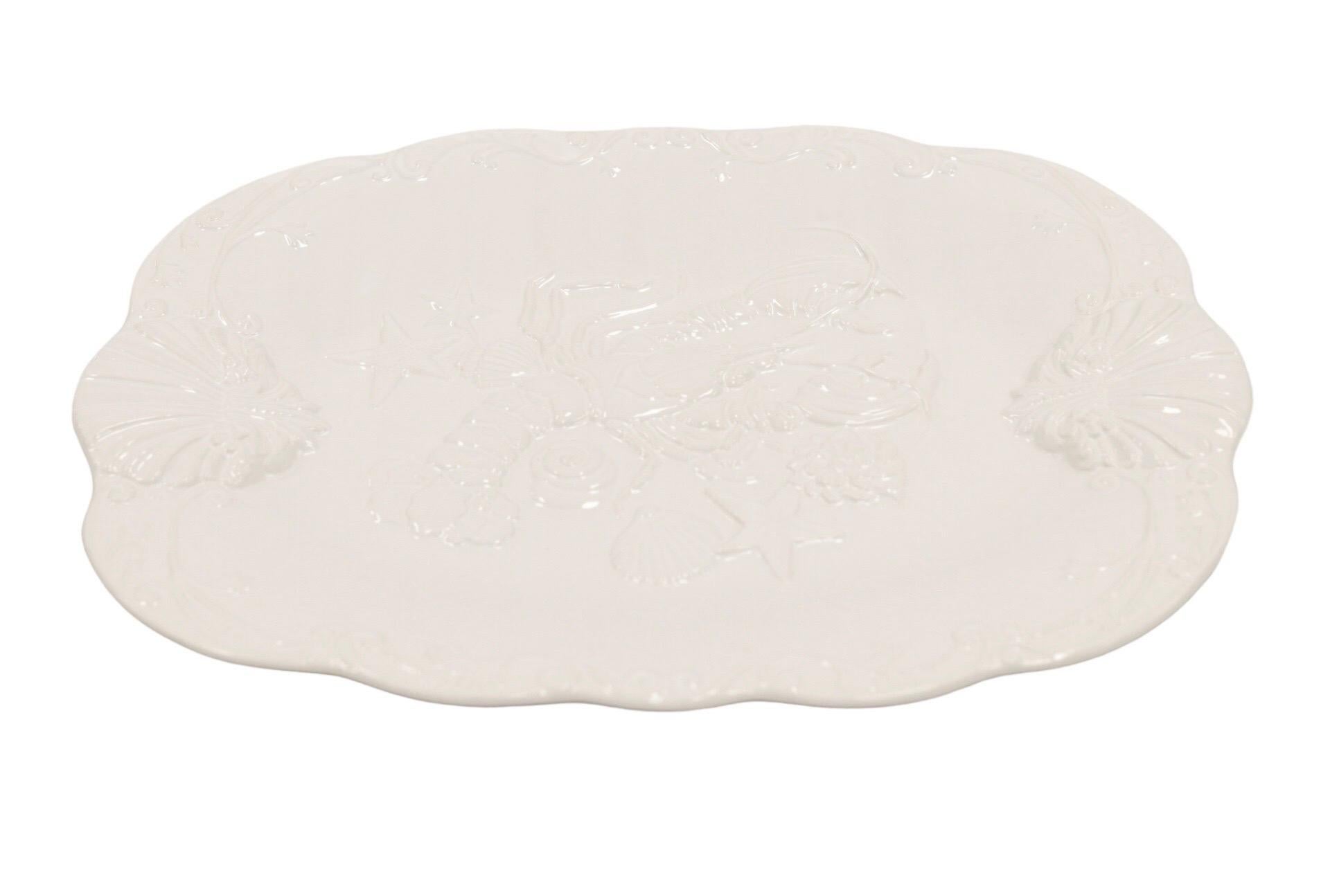Cast Portuguese White Ceramic Lobster Platter For Sale
