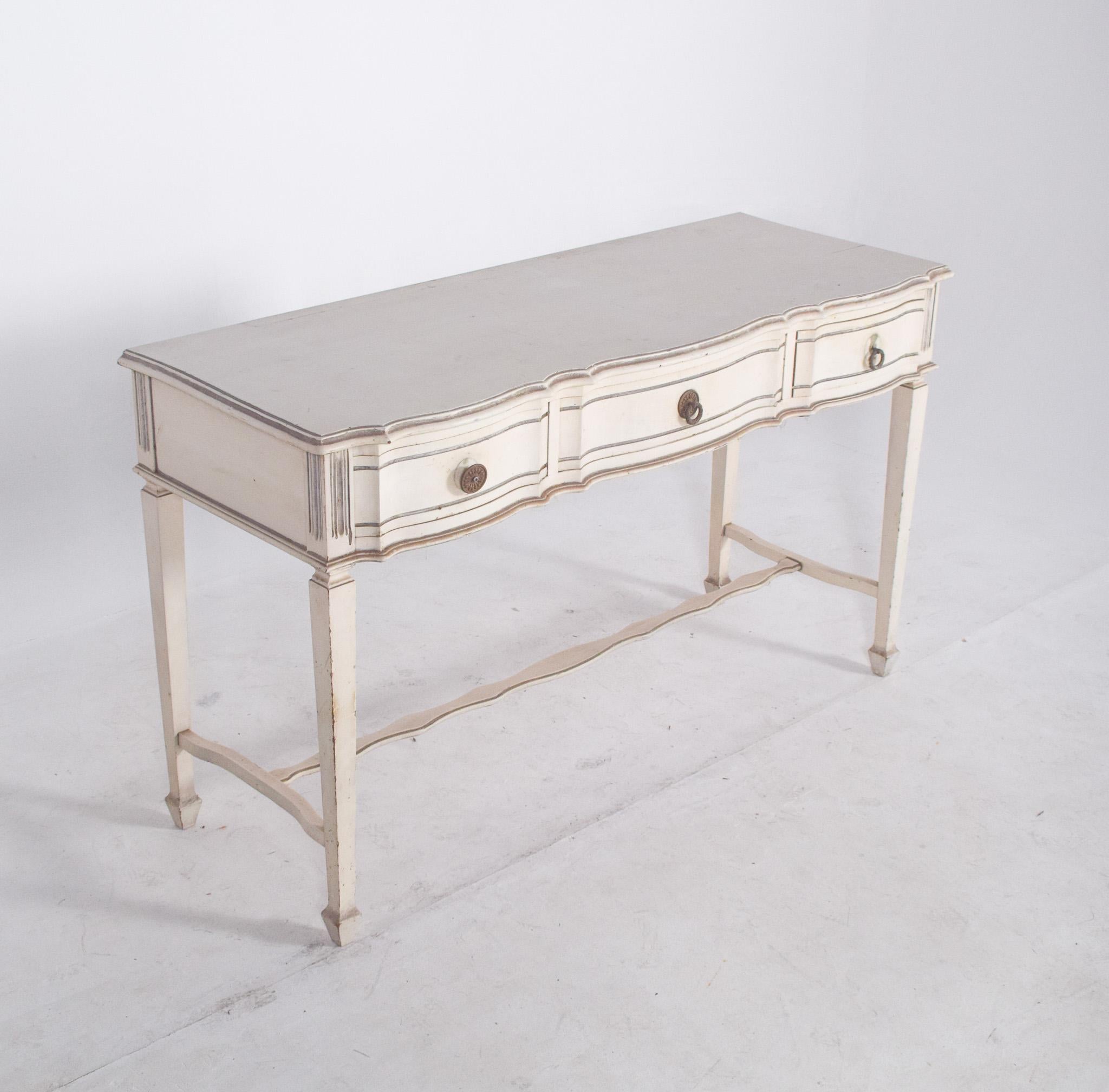 Wood Portuguese White Painted Console For Sale
