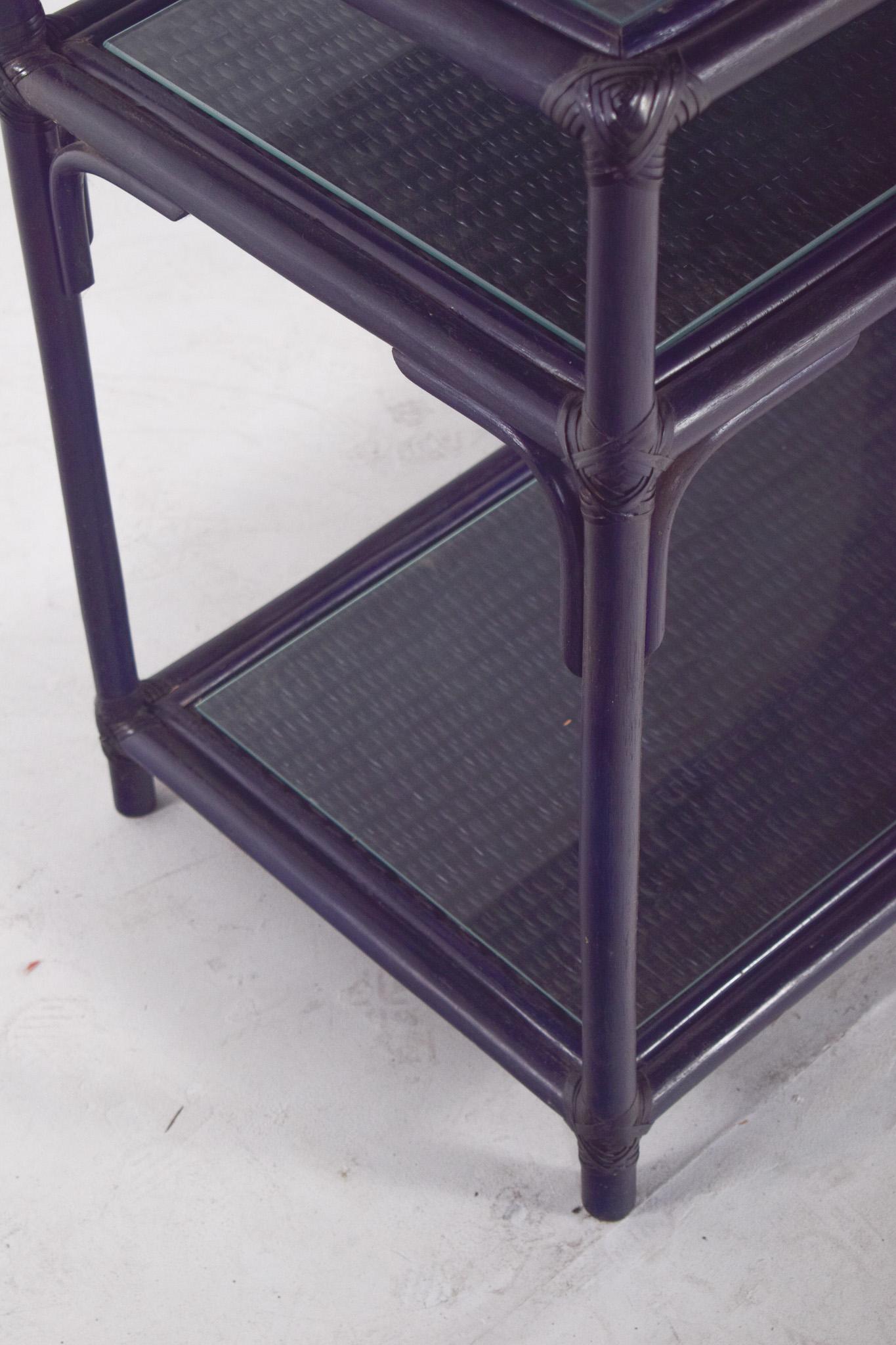 Portuguese Wicker Side Table Painted Blue For Sale 2