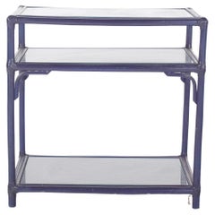 Portuguese Wicker Side Table Painted Blue