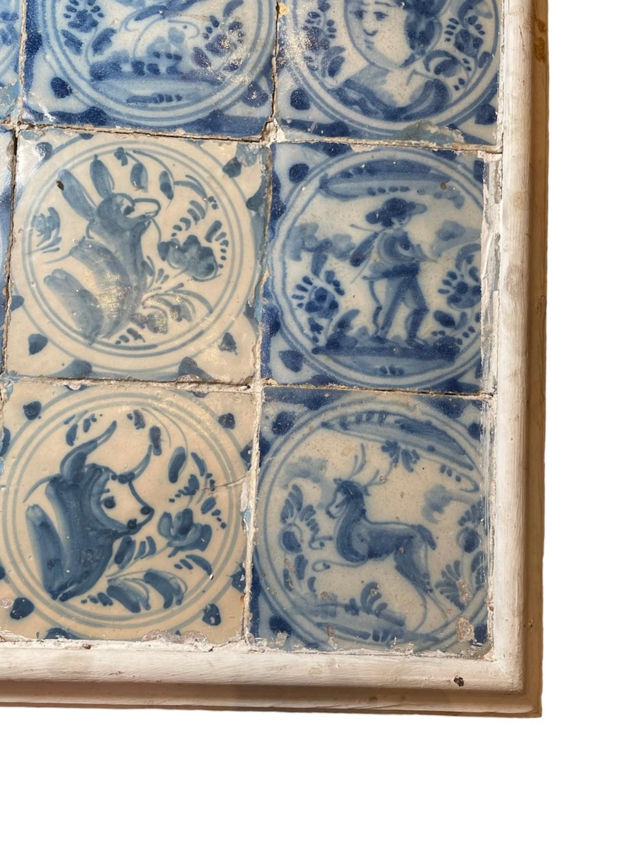 Dutch Wood Framed Mural Of “Azulejos” For Sale 4