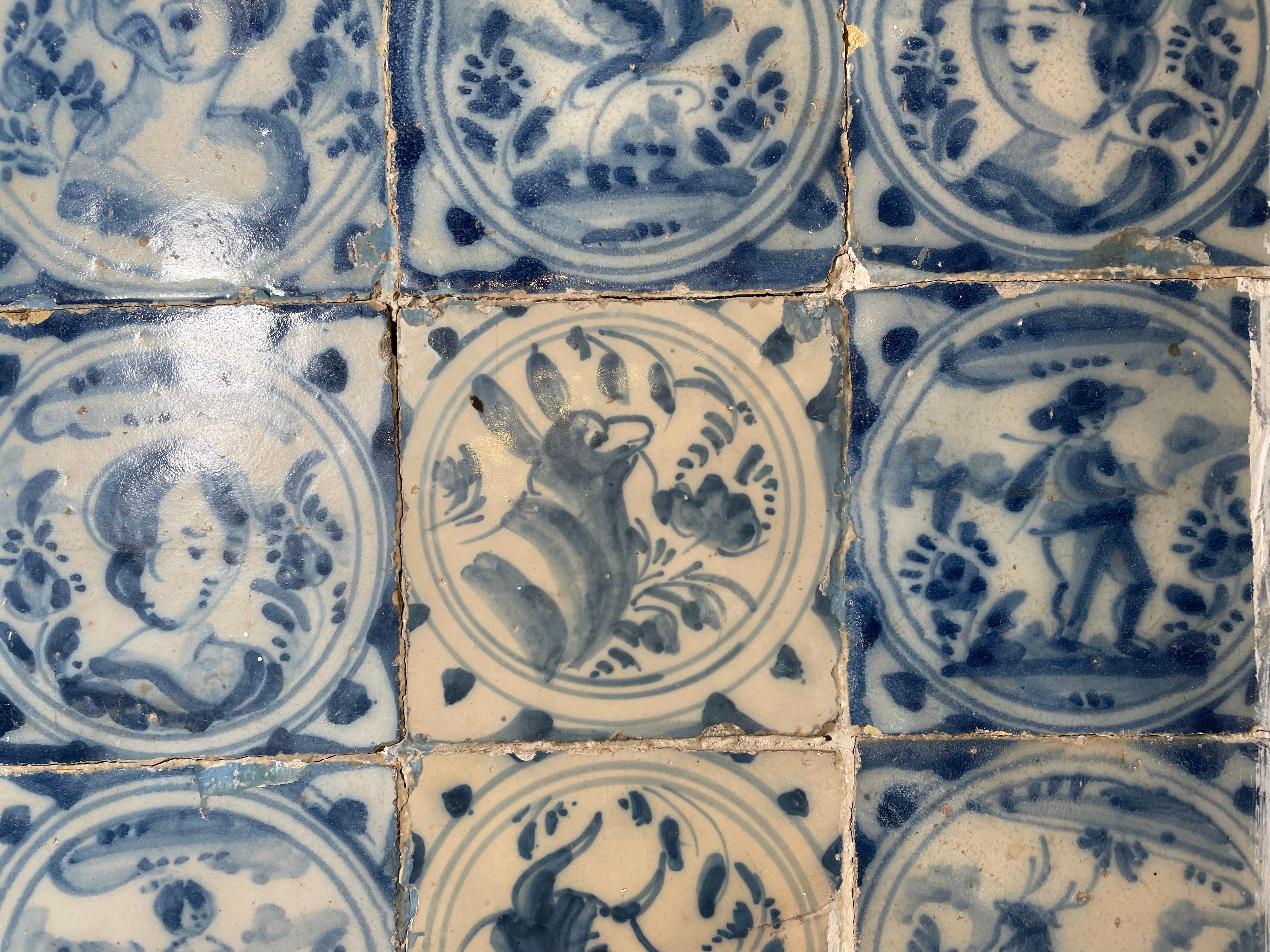 Dutch Wood Framed Mural Of “Azulejos” For Sale 6