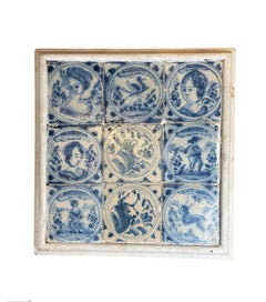Dutch Wood Framed Mural Of “Azulejos”