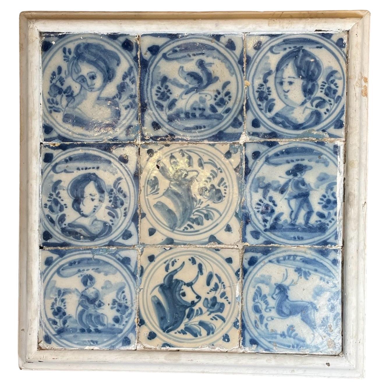 Dutch Wood Framed Mural Of “Azulejos”