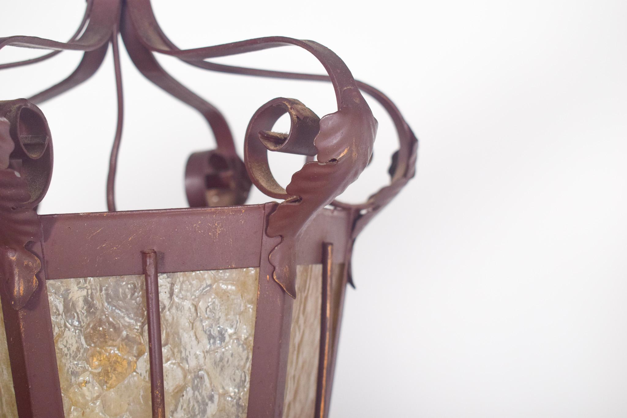 Mid-Century Modern Lampe de rue portugaise en fer forgé et laiton en vente
