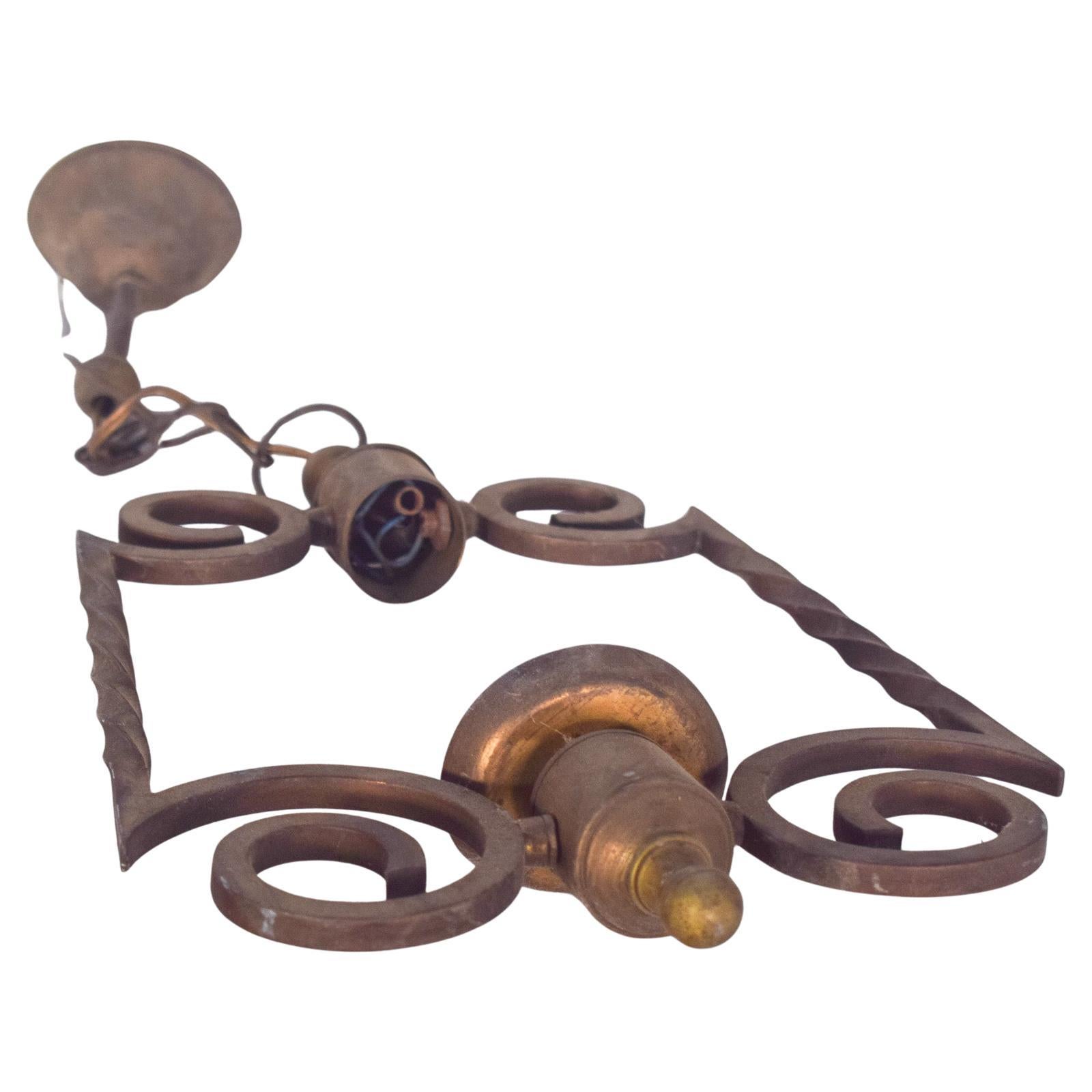 Portuguese Wrought Iron and Brass Street Lamp For Sale