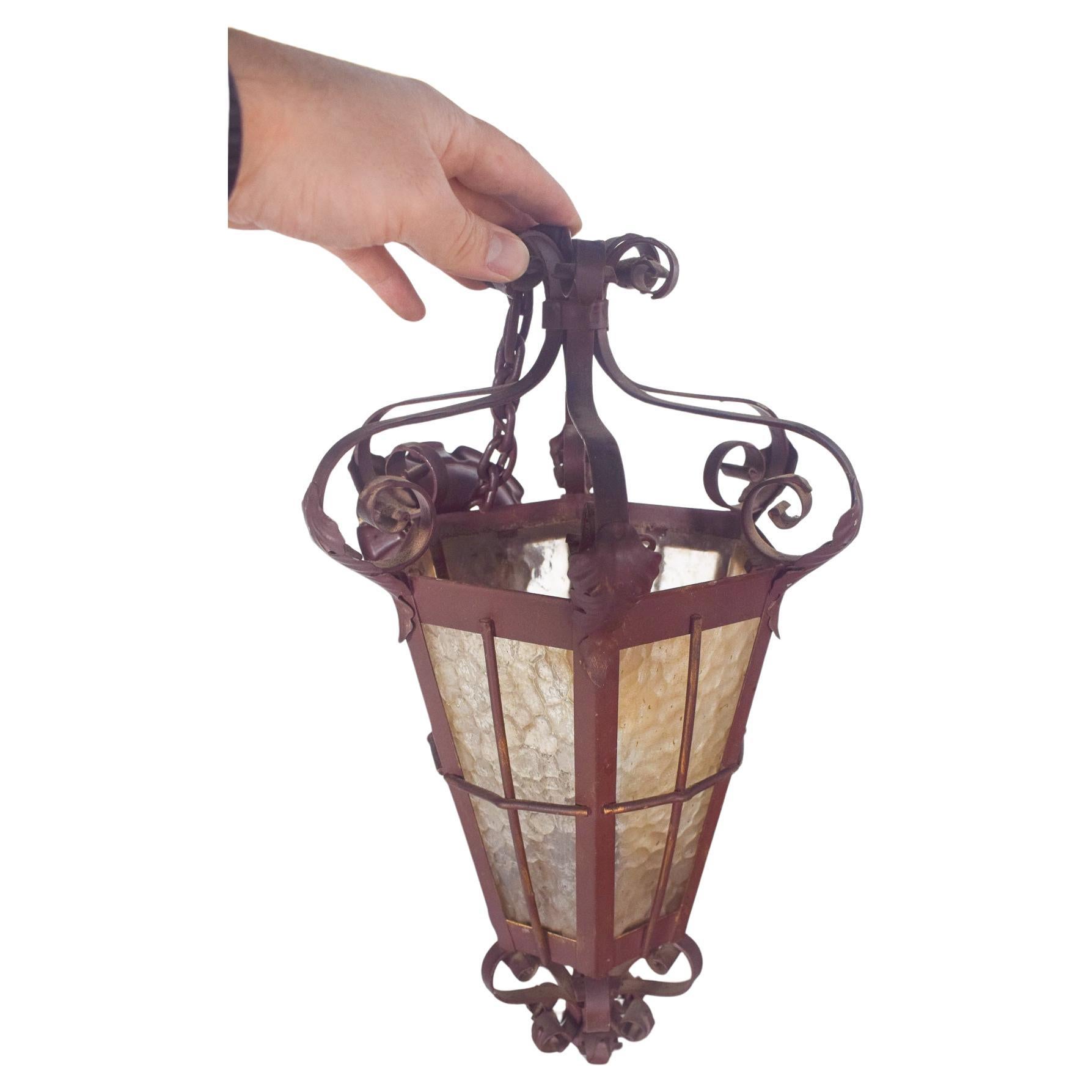Portuguese Wrought Iron and Brass Street Lamp
