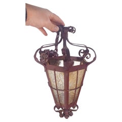 Lampe de rue portugaise en fer forgé et laiton