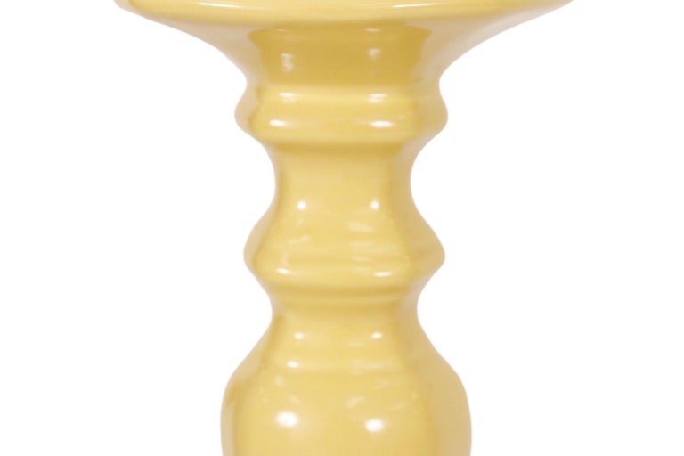 Portuguese Yellow Ceramic Candle Holders, a Pair For Sale at 1stDibs