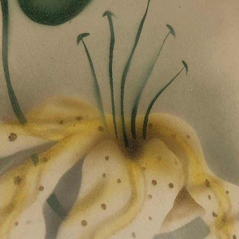American Pos war Hawaiian Airbrush Casablanca Lily on Paper Framed For Sale