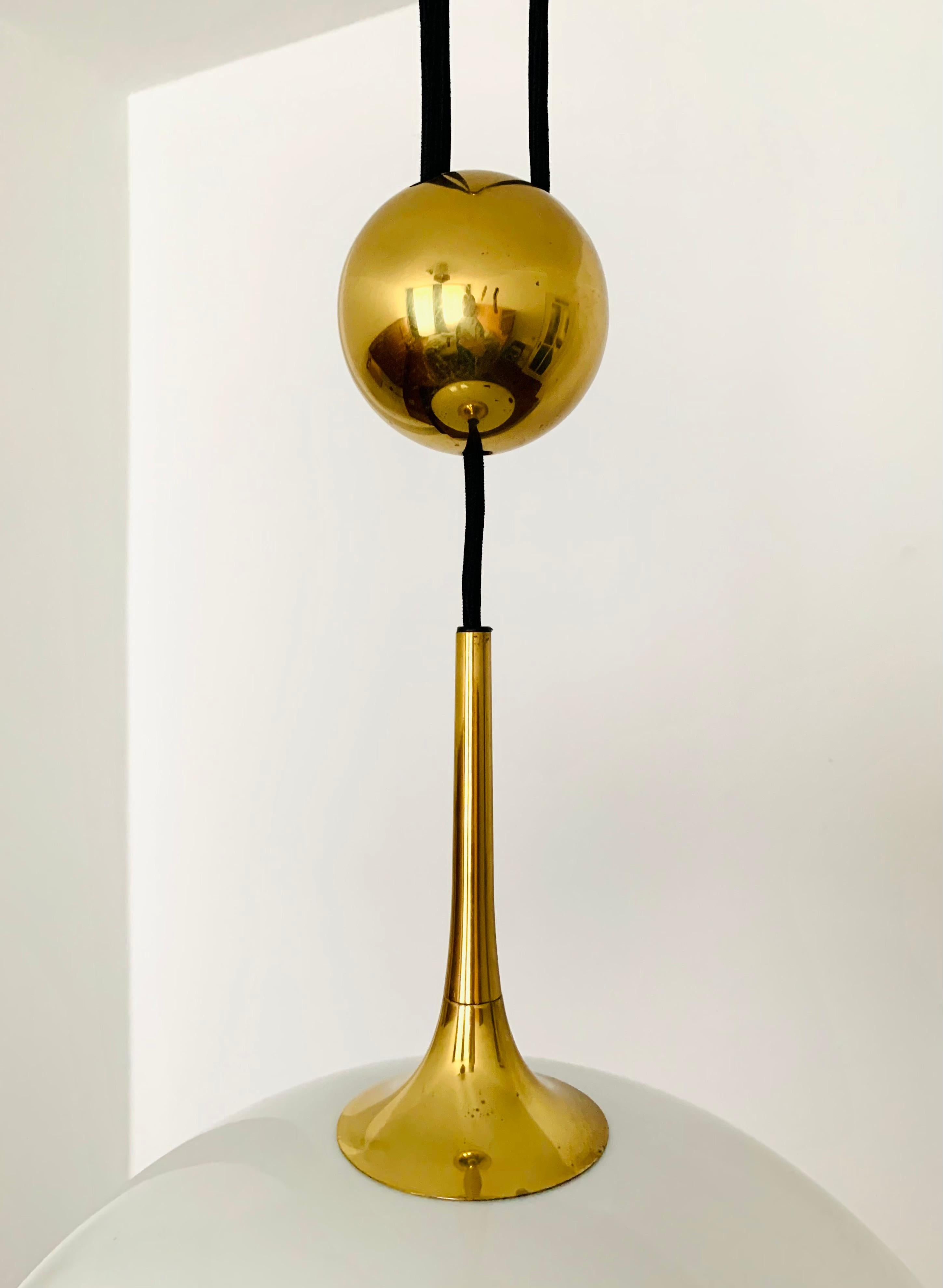 Brass Posa pendant lamp with porcelain shade by Florian Schulz For Sale