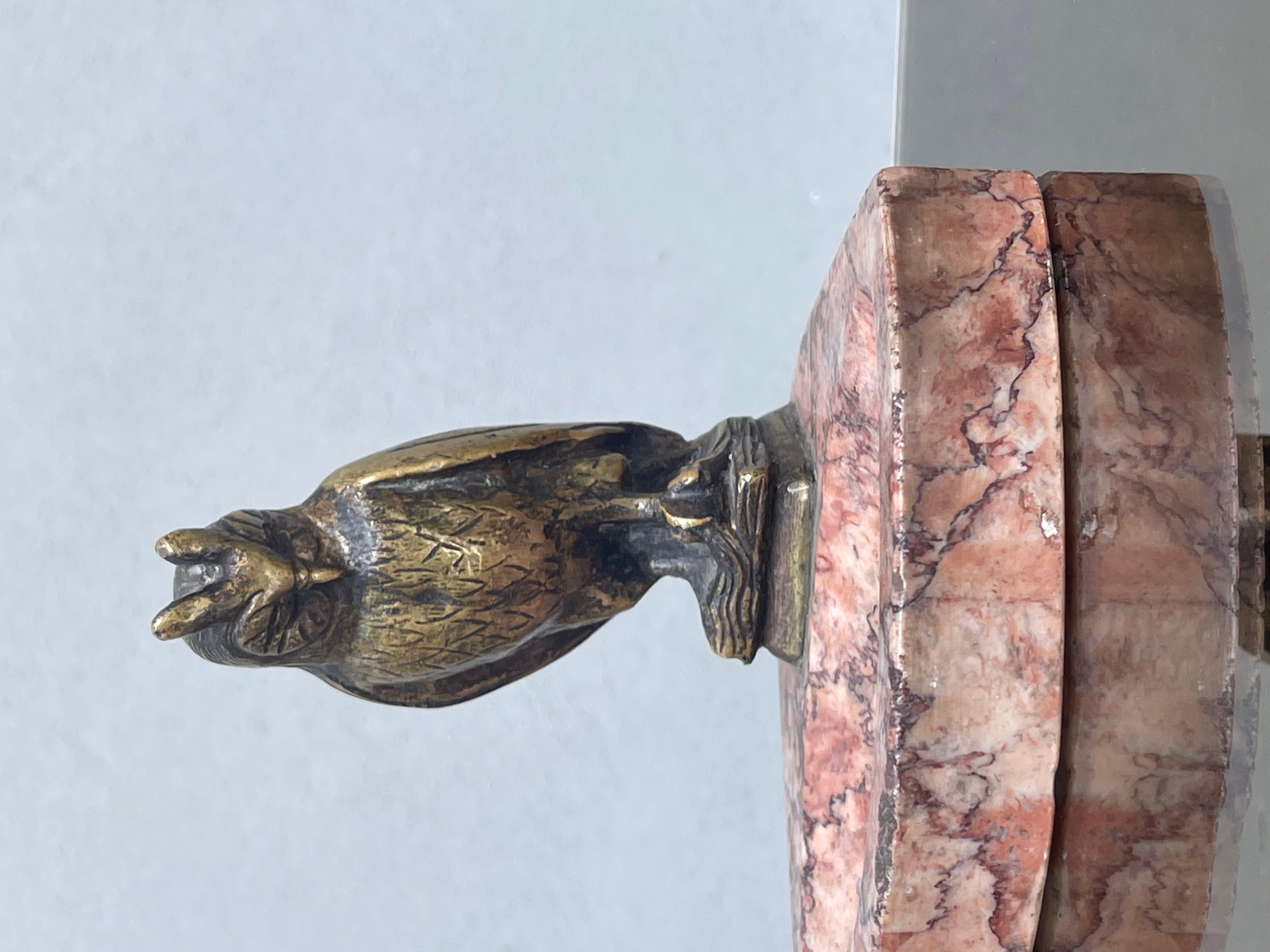 Brass Posacenere Art Deco in Marmo e Bronzo gufo reale - gufo - 30s - anni 30 For Sale