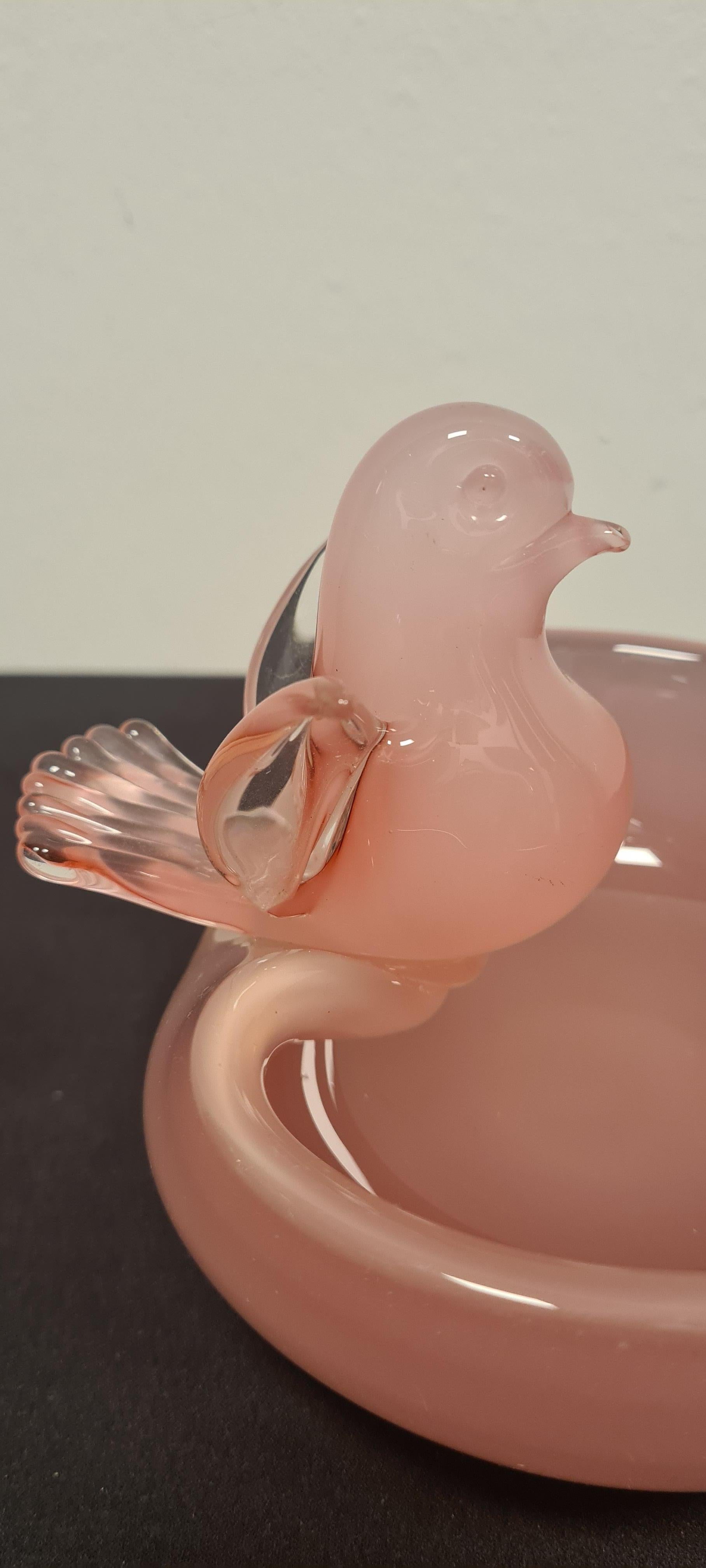 Opalescent pink glass ashtray by Archimede Seguso For Sale 2