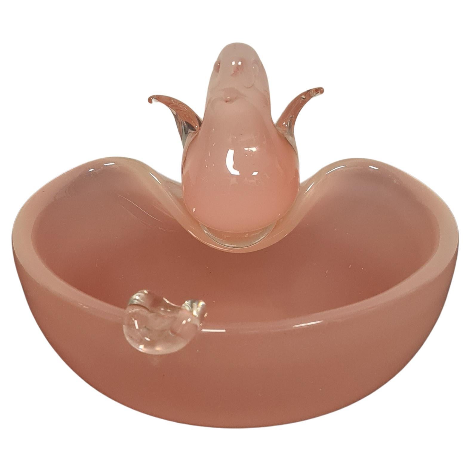 Opalescent pink glass ashtray by Archimede Seguso For Sale