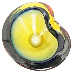 Murano Gelb und Blau Vintage Aschenbecher -Top Murano-