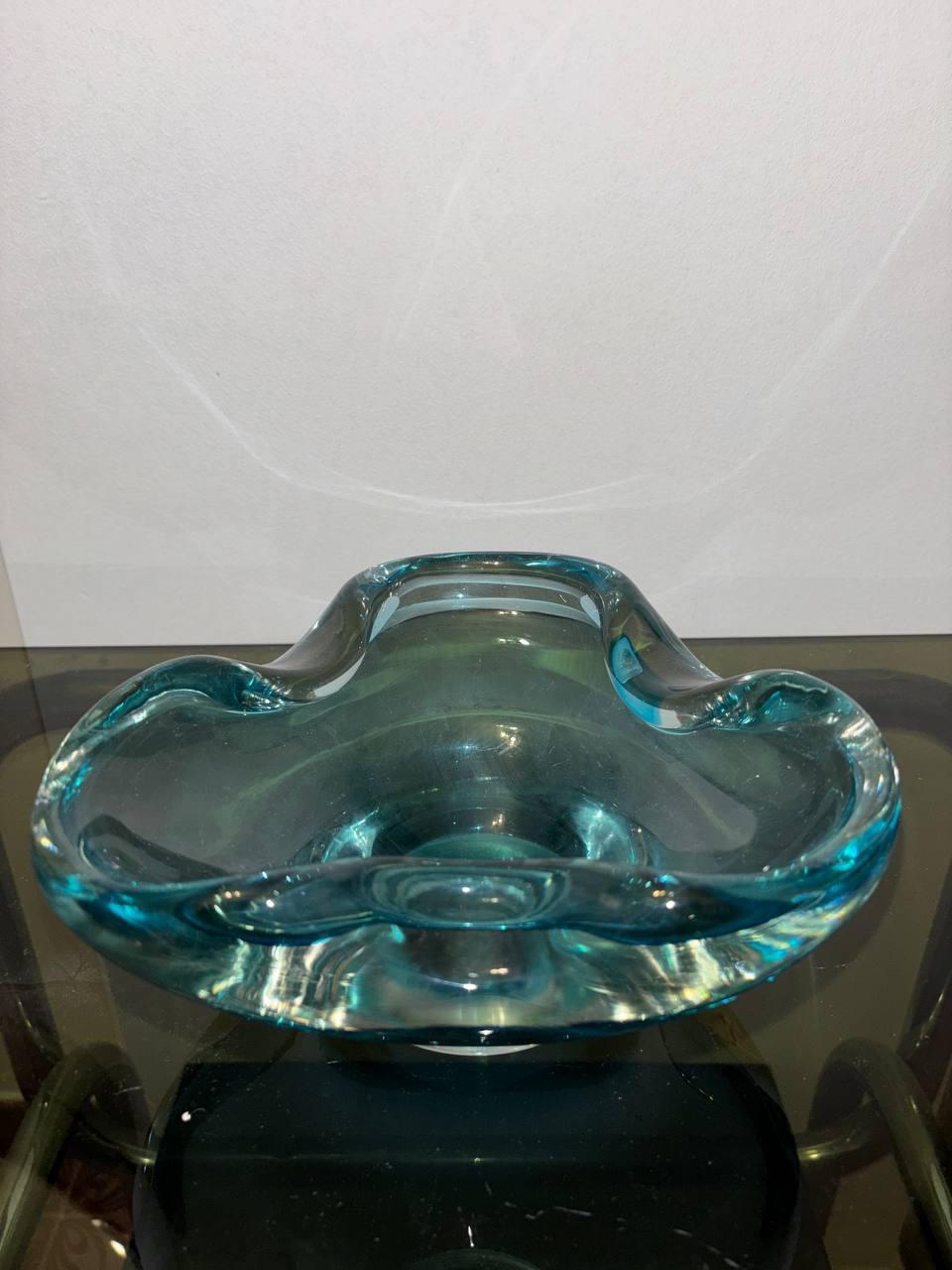 Posacenere Seguso, Flavio Poli/ Svuotatasche in Vetro Sommerso Blu Turchese 50's In condizioni buone in vendita a Palermo, IT