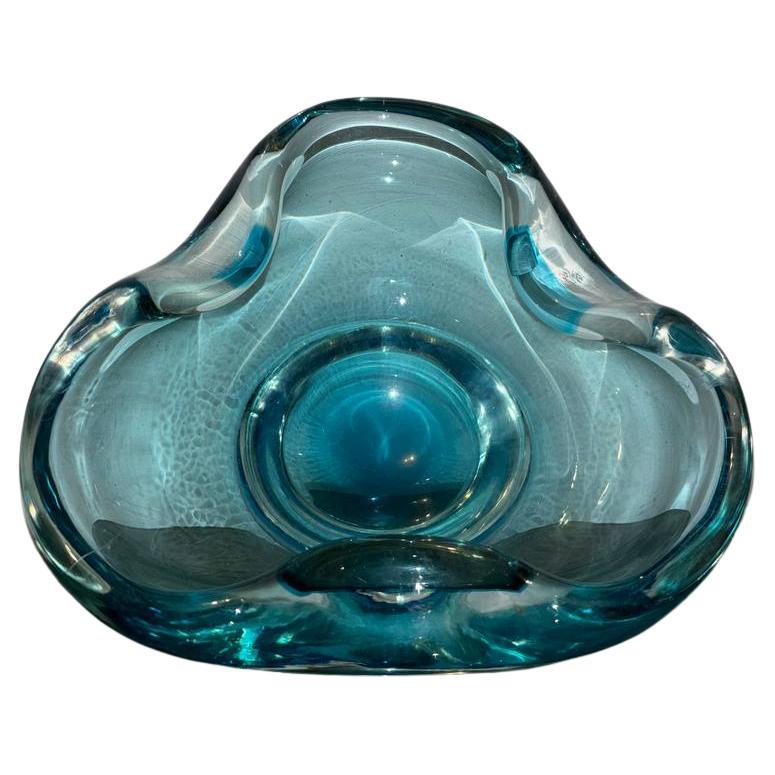 Posacenere Seguso, Flavio Poli/ Svuotatasche in Vetro Sommerso Blu Turchese 50's in vendita