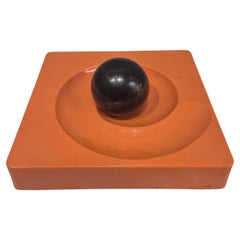 Used Peduzzi Riva orange Spiros ashtray for Artemide, 1960s