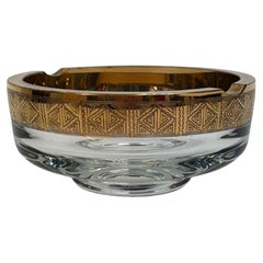 Crystal ashtray empties pockets with brass metal decoration  1950 1960