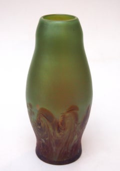 Poschinger Glasvase gelb irisiert und Honey gesprenkelt um 1900