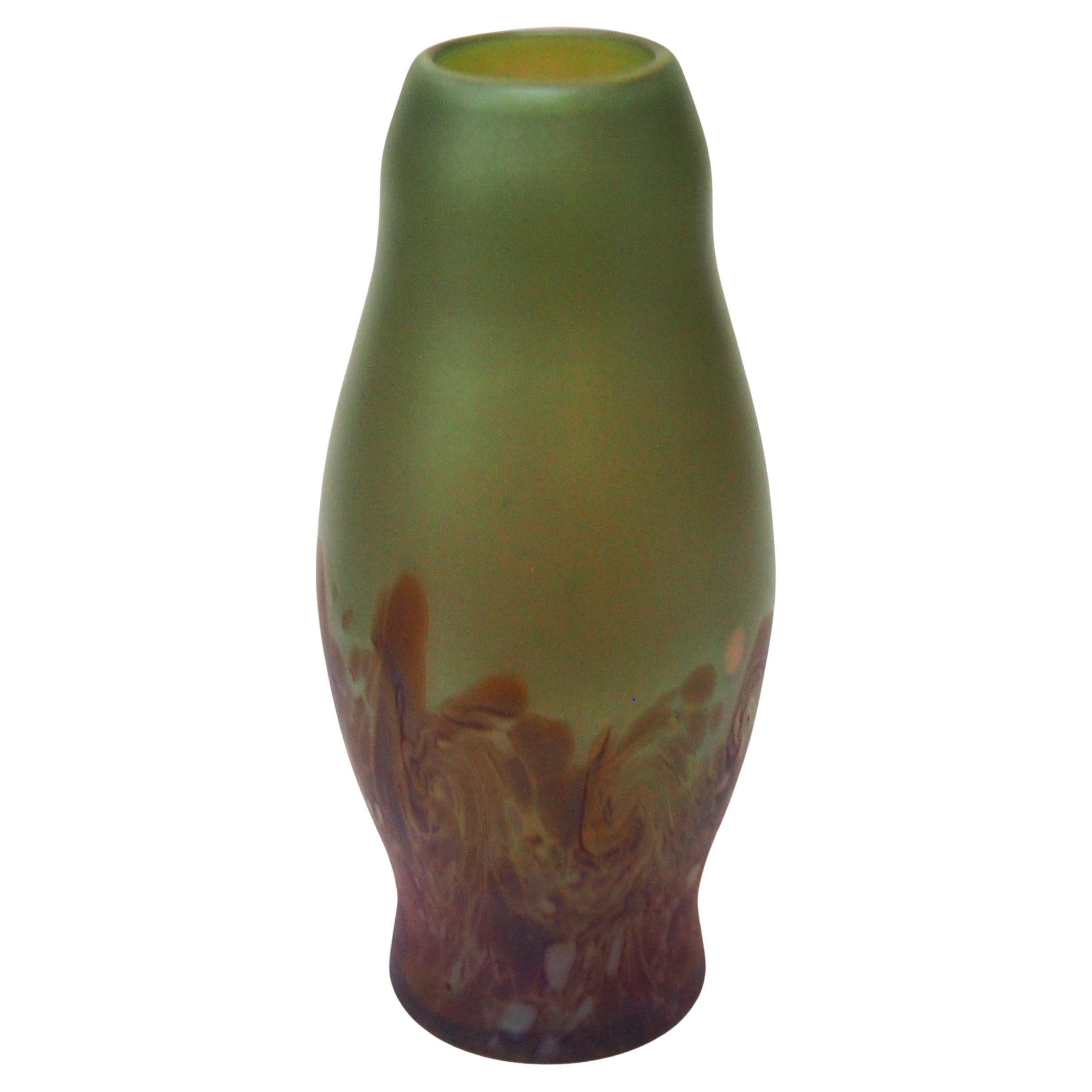Poschinger Iridised Yellow and Mottled Honey glass vase c1900