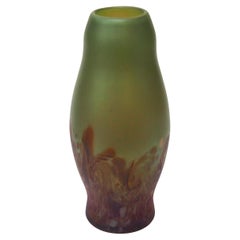 Poschinger Iridised Yellow and Mottled Honey glass vase c1900