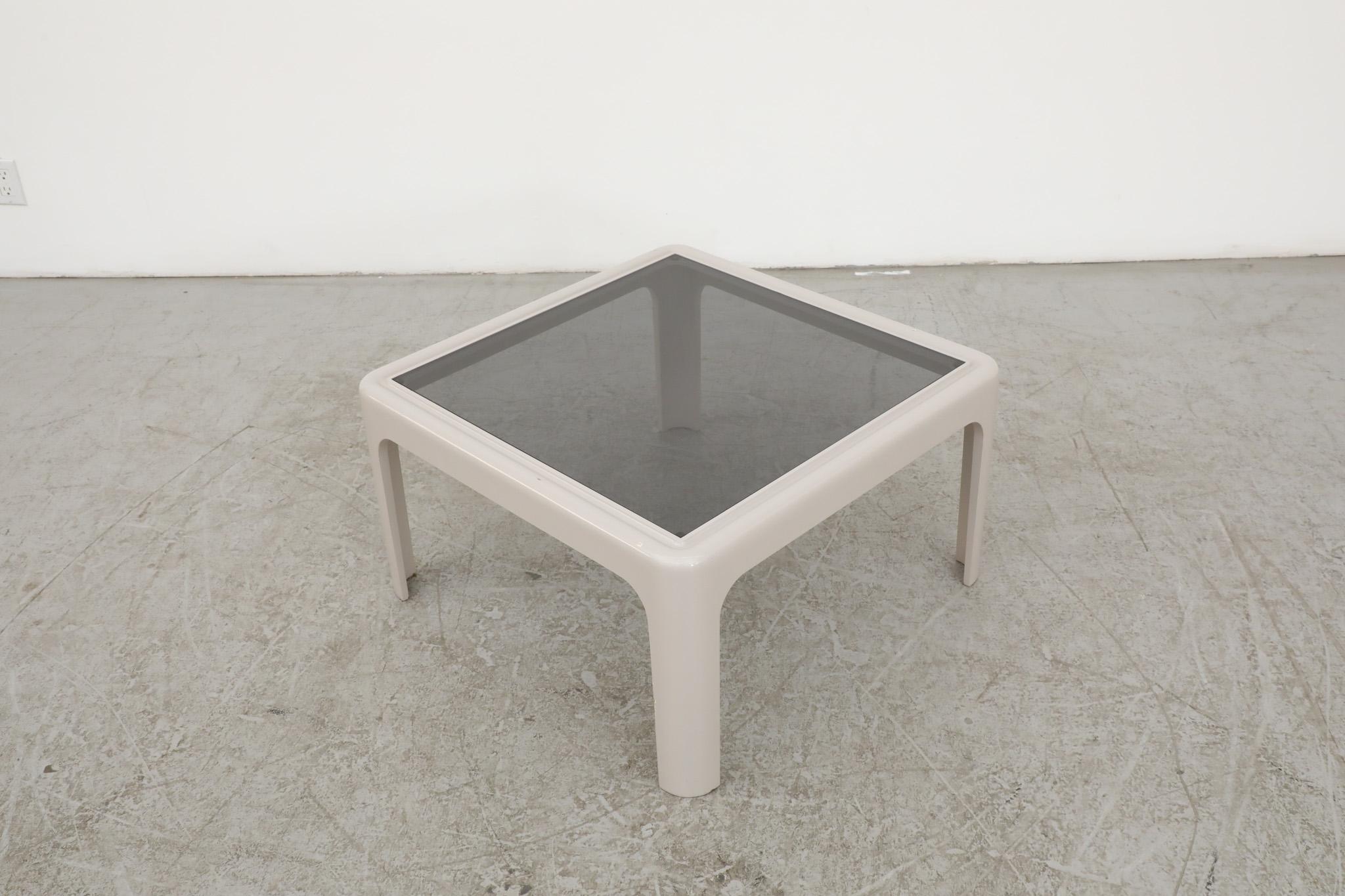 Poschinger Pur-Möbel Pale Grey and Bronzed Glass Square MOD Acrylic Coffee Table In Good Condition For Sale In Los Angeles, CA