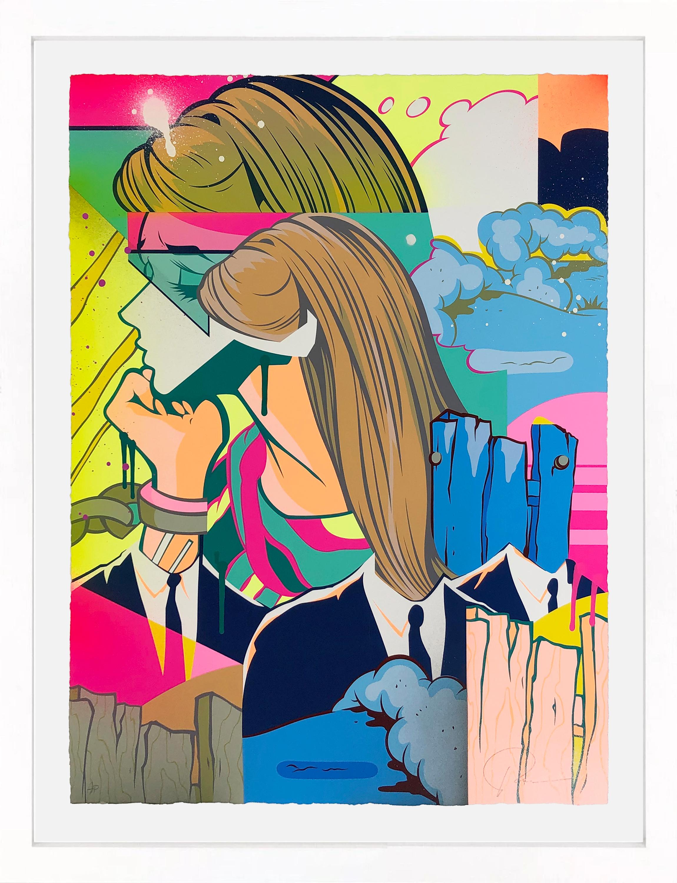 POSE Figurative Print - Bound 2 (framed hand embellished screen print)