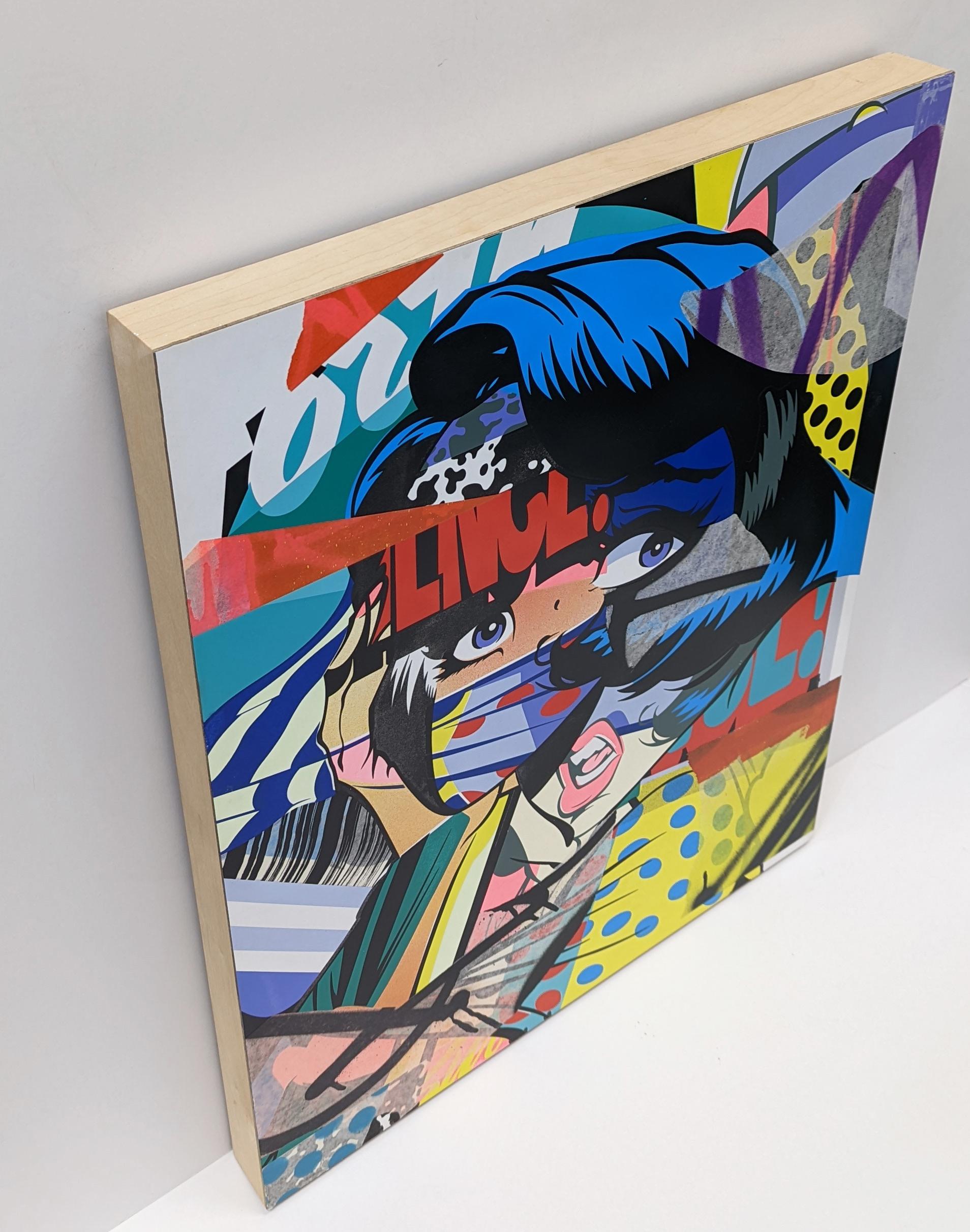 Burn (hand painted on wood) - Print by POSE