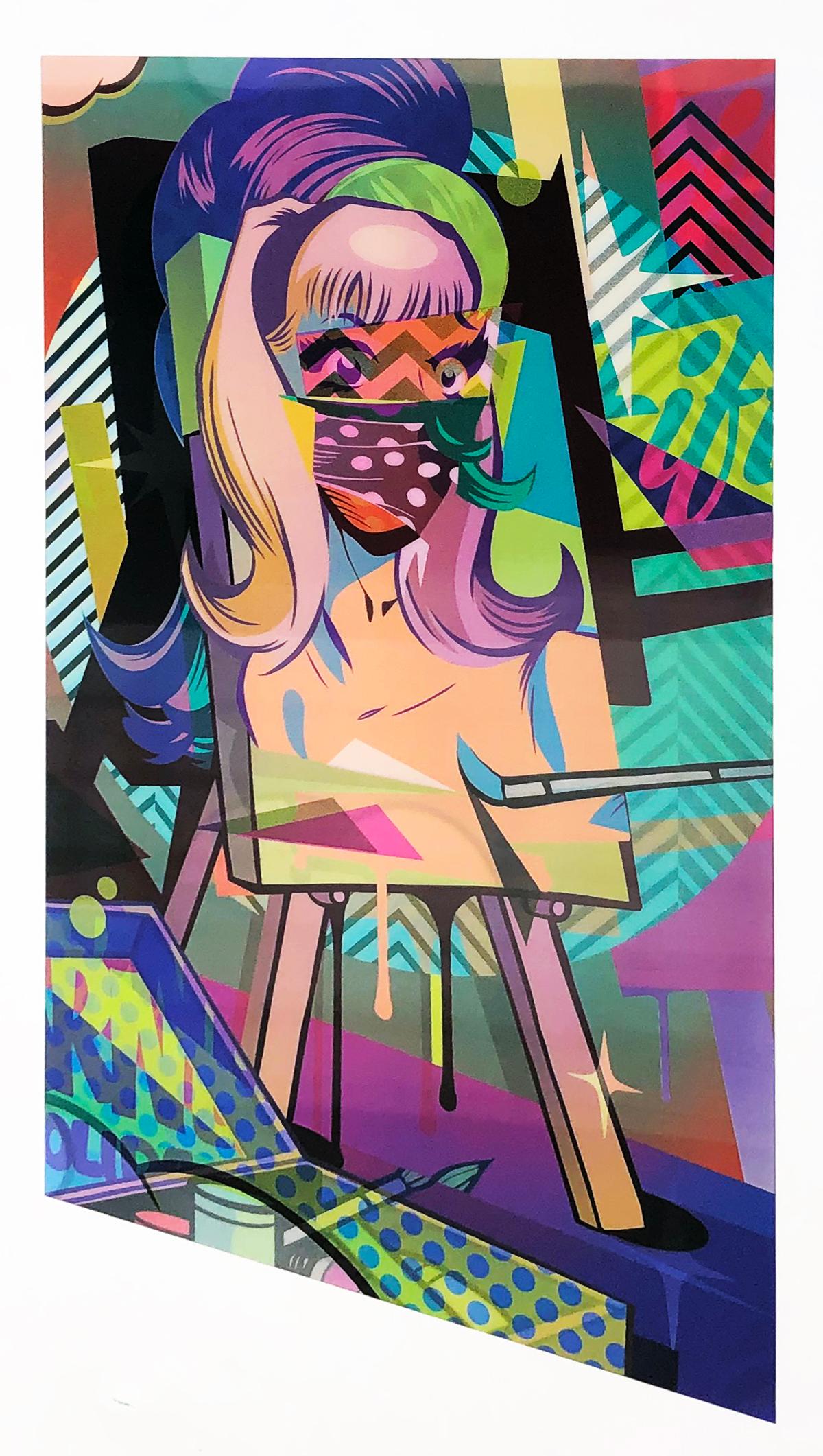 Easel (Lennförmiger Druck) (Violett), Portrait Print, von POSE
