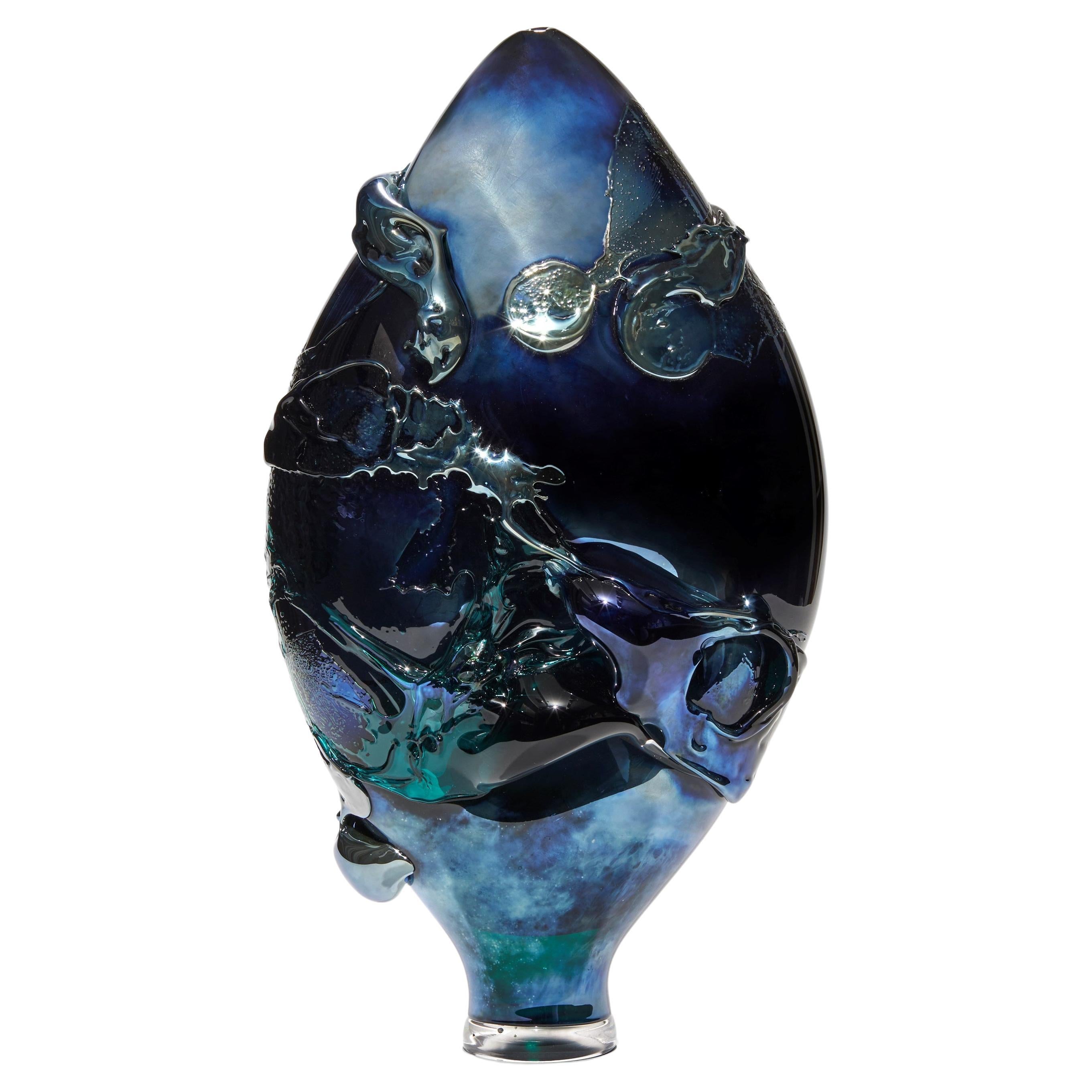 Poseidon, a Metallic Blue, Petrol & Teal Green Glass Sculpture by Bethany Wood