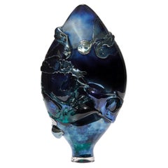 Poseidon, a Metallic Blue, Petrol & Teal Green Glass Sculpture by Bethany Wood