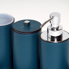 Set da bagno rotondo in pelle blu Poseidon