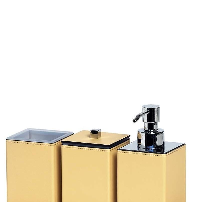 Ensemble de salle de bain carrée en cuir jaune Poseidon Neuf - En vente à Milan, IT