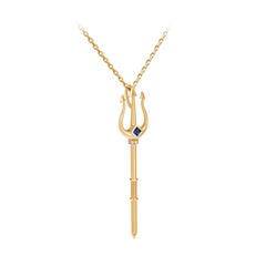Poseidon’s Trident Pendant, 18-carat yellow gold, sapphire and diamonds