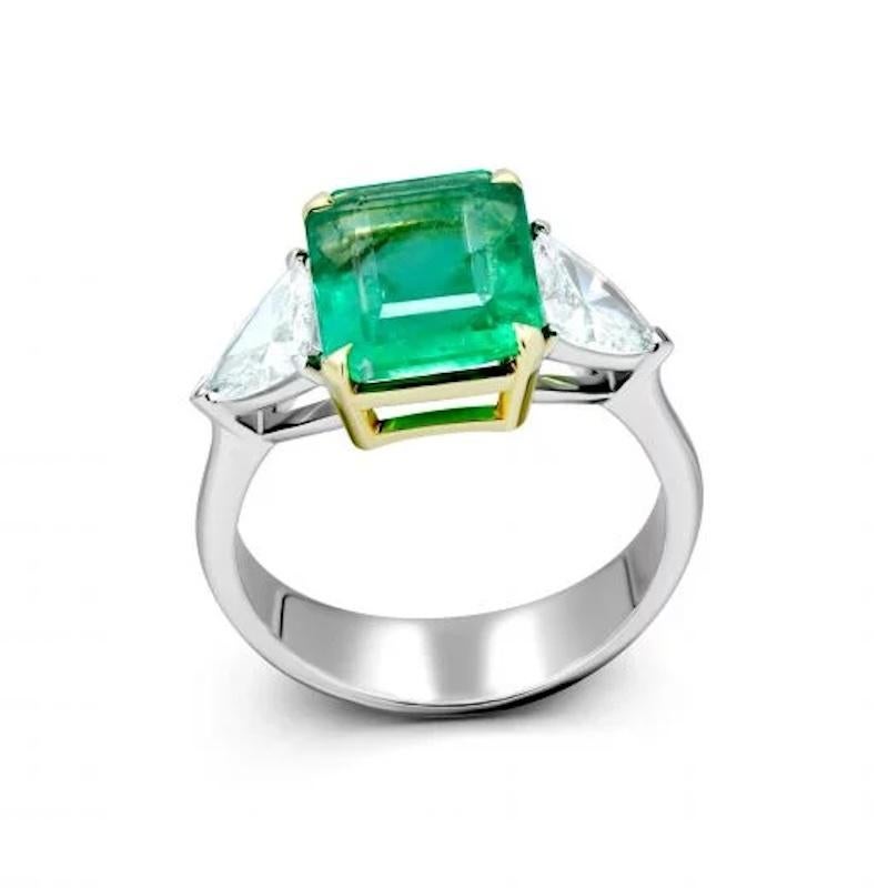 Women's Posh 3.01 carat Emerald Diamond 18K Gold Ring for Her For Sale