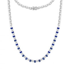 Posh Blue Sapphire Diamond Gold Necklace for Her